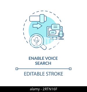 2D enable voice search thin line blue icon concept Stock Vector