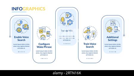 2D colorful voice assistant layout with linear icons Stock Vector