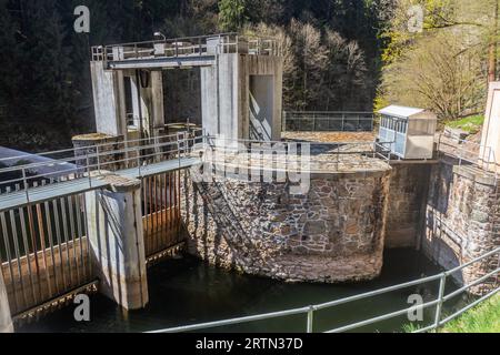 Small hydro power plant Spalov in Jizera river valley near Semily, Czechia Stock Photo