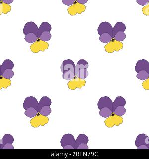 Vector seamless pattern with pansies, floral background of flowers Stock Vector
