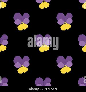 Vector seamless pattern with pansies, floral background of flowers Stock Vector