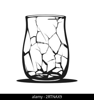 Broken glass cup for drinks. Cracked cup icon on white background. Glass waste concept. Vector Illustration Stock Vector