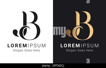 Luxury Initial BJ or JB Monogram Text Letter Logo Design Stock Vector