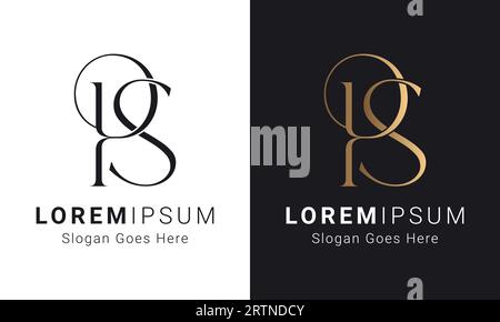 Luxury Initial PS or SP Monogram Text Letter Logo Design Stock Vector