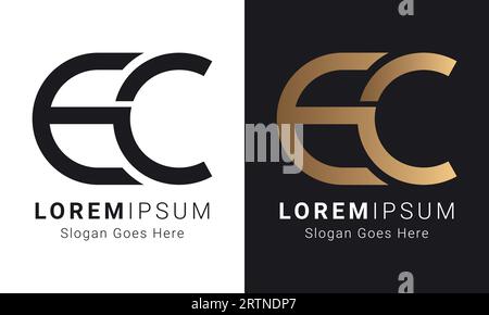 Luxury Initial EC or CE Monogram Text Letter Logo Design Stock Vector