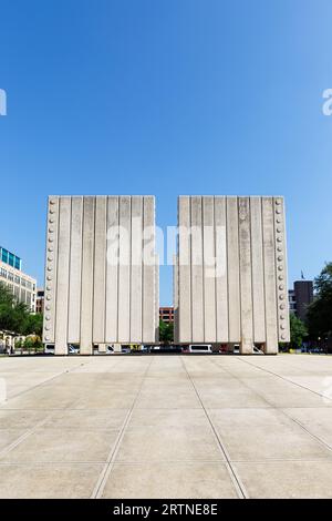 Dallas, USA - May 5, 2023: John F. Kennedy Memorial Plaza Monument To JFK Portrait In Dallas, USA. Stock Photo