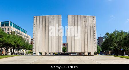 Dallas, USA - May 5, 2023: John F. Kennedy Memorial Plaza Monument For JFK Panorama In Dallas, USA. Stock Photo