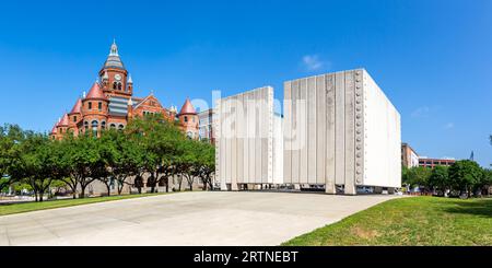 Dallas, USA - May 5, 2023: John F. Kennedy Memorial Plaza Monument To JFK And Court Panorama In Dallas, USA. Stock Photo