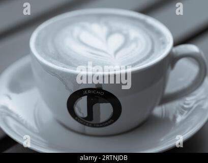 Cappuccino, Jericho Coffee Traders Coffee Bar, Espresso Bar, Oxford, Oxfordshire, England, UK, GB. Stock Photo