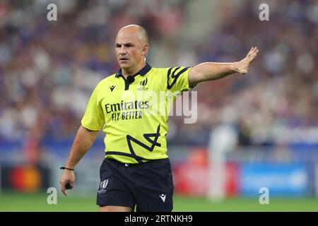 Paris, France. 9th Sep, 2023. Referee Jaco Peyper during the Rugby World Cup 2023 match at Stade de France, Paris. Picture credit should read: Paul Thomas/Sportimage Credit: Sportimage Ltd/Alamy Live News Stock Photo