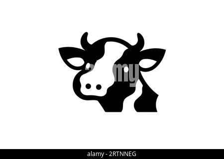 Minimalistic Ink Silhouette Cow Logotype,label Or Emblem Design 