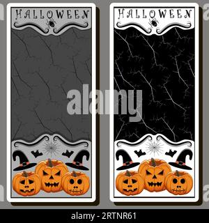Illustration on theme sticker for celebration fun holiday Halloween with orange pumpkins Stock Vector