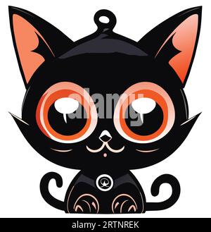 Get chills with this spooky black cat vector. Perfect for Halloween designs. High-quality and editable.Creepy black cat vector illustration Stock Vector