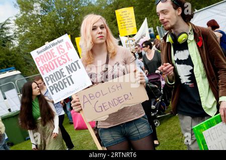 Oxford Pride protest event June 2013 - abolish gender activist Stock Photo