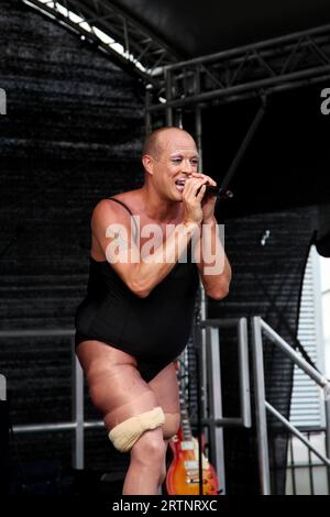 Trans man performing at Oxford Pride protest event June 2013 Stock Photo