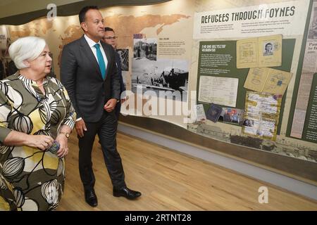 Taoiseach Leo Varadkar during the official opening of The Foynes Flying Boat & Maritime Museum in Foynes, County Limerick, after its redevelopment. Picture date: Thursday September 14, 2023. Stock Photo