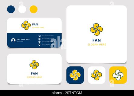 Fan logo design with editable slogan. Branding book and business card template. Stock Vector