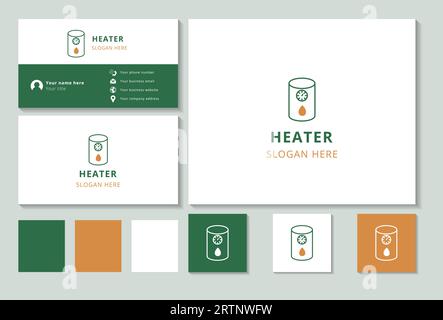 Heater logo design with editable slogan. Branding book and business card template. Stock Vector