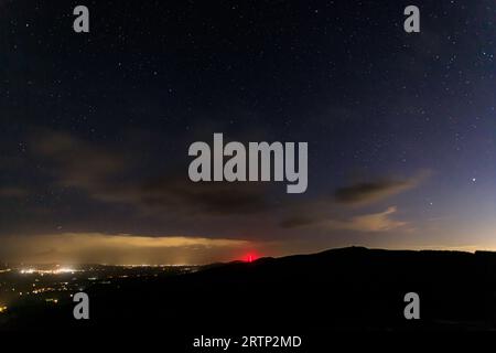 Night stars over the Clwydian Range, North Wales Stock Photo