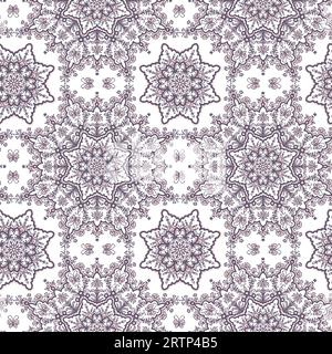 Mandala spirit ornamental violet seamless pattern, vector background Stock Vector