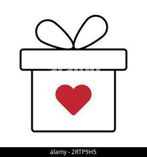 Gift box with red heart icon. Design can use for web and mobile app. Vector illustration Stock Vector