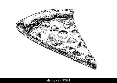 Pizza Slice Drawing Hand Drawn Pizza Stock Vector (Royalty Free) 2040320339  | Shutterstock