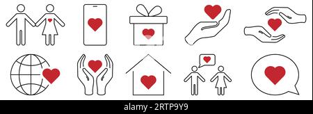 Love, friendship, care and charity concept icons. Design can use for web and mobile app. Vector illustration Stock Vector