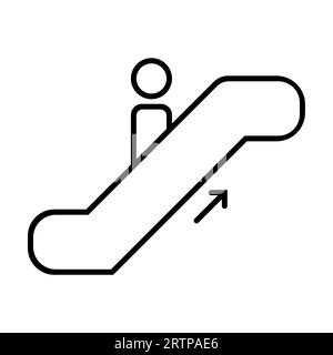 Simple outline of person on escalator going up vector icon Stock Vector