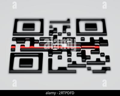 3d isometric illustration of scanning Qr code Stock Photo
