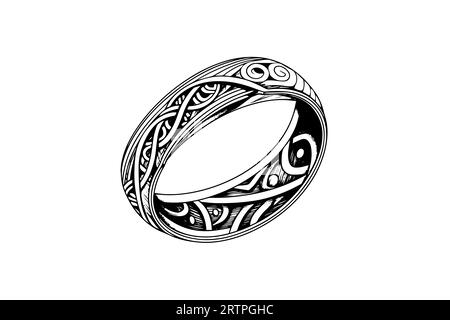 Vector hand drawn illustration of jewelry rings in vintage engraved style. Stock Vector