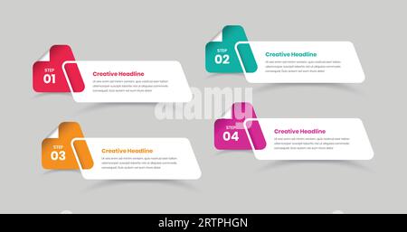 Four step business strategy presentation infographic layout design Stock Vector