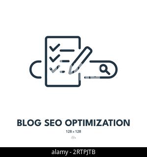 Blog SEO Optimization Icon. Search Bar, Website, Ranking. Editable Stroke. Simple Vector Icon Stock Vector