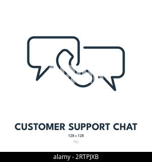 Customer Support Chat Icon. Contact, Phone, Message. Editable Stroke. Simple Vector Icon Stock Vector
