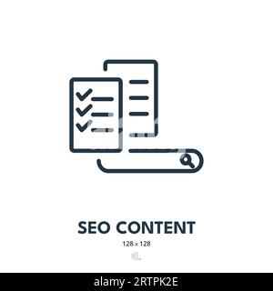 SEO Content Icon. Article, Page, Search Bar. Editable Stroke. Simple Vector Icon Stock Vector