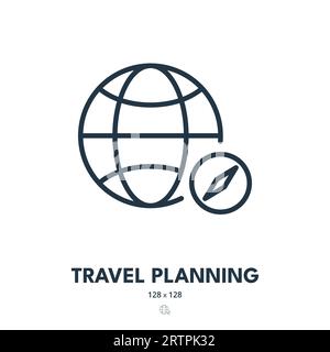 Travel Planning Icon. Holiday, Booking, Reservation. Editable Stroke. Simple Vector Icon Stock Vector