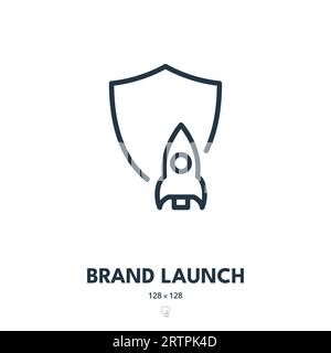 Brand Launch Icon. Product, Trademark, Branding. Editable Stroke. Simple Vector Icon Stock Vector