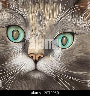 Cat face close up and nice looking with eye. This is a vector image. Stock Vector