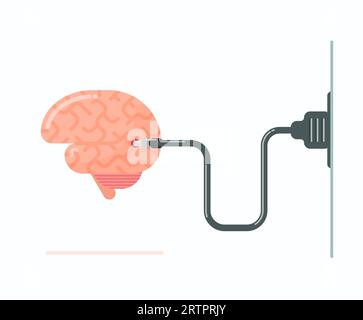 Vector illustration of Charging of brain. Education concept. Flat design illustration Stock Vector