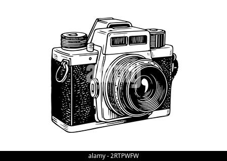 A simple line drawing of a camera in a minimalist style isolated on a gray  background Stock Vector Image & Art - Alamy