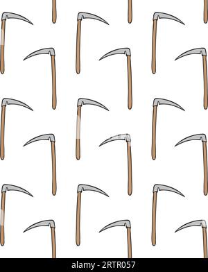 Vector seamless pattern of hand drawn doodle sketch Scythe isolated on white background Stock Vector
