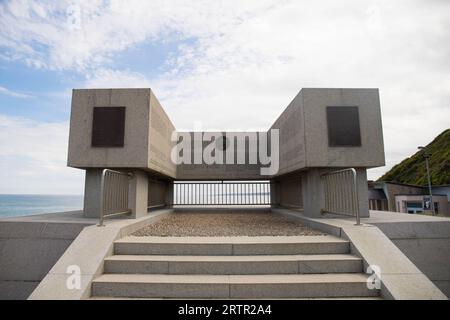 Omaha beach D-Day National Guard monument memorial. Vierville sur Mer, Normandy, France. Stock Photo