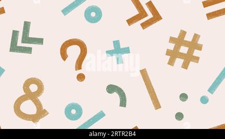 Bold brush line punktuation, symbol, crossing background. Grunge pastel vector seamless pattern. Stock Vector