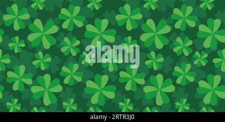 Vintage vector seamless pattern with lucky clover. Retro vector pattern with clovers for Patrick's day. Stock Vector