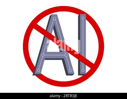 Vector icon of stop sing for artificial intelligence. Stop artificial intelligence. Stock Vector
