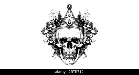 King and queen death portrait a skull Royalty Free Vector