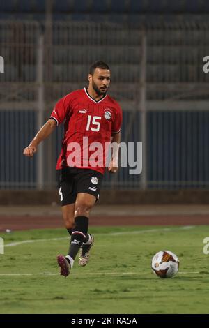Egypt, Cairo - 12 September 2023 - Ahmed Ramadan Mohamed of Egypt in home puma kit during friendly international match between Egypt and Tunisia at 30 Stock Photo