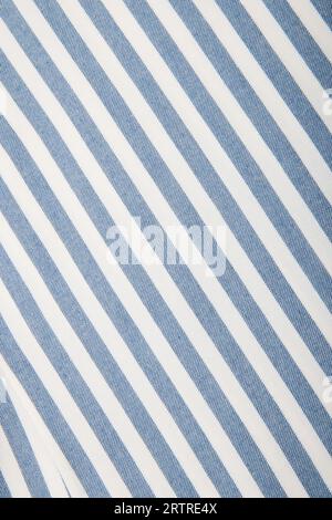White and blue striped fabric texture with copy space Stock Photo