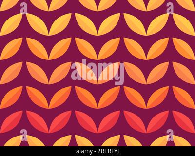 Autumn seamless pattern with leaves in a minimalist style. Composition of autumn leaves yellow, orange, red. Leaf fall. Design for printing on fabric, Stock Vector