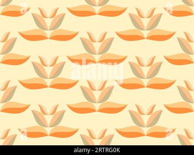 Autumn seamless pattern with leaves in a minimalist style. Composition of autumn leaves yellow, orange, red. Leaf fall. Design for printing on fabric, Stock Vector