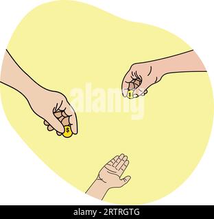 illustration of human hand for charity or any design , signs and gestures isolated vector on a white background Stock Vector